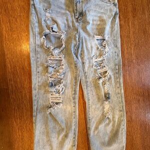 Almost Famous Women’s Ripped Light Blue Skinny Jeans